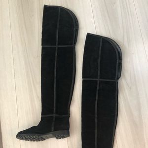 Charles Jordanne suede and leather hip boots